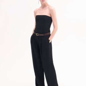Pleat Front Trouser in Crepe - Black