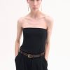 Strapless Bustier Top in Crepe - Black