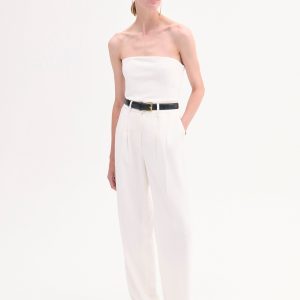 Pleat Front Trouser in Crepe - Ivory