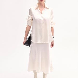 Button Down Shirt in Silk - Ivory