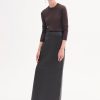 Full-Length Pencil Skirt in Leather - Chocolate