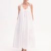Gathered Halter Dress in Cotton Poplin - White
