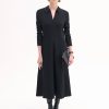Long Sleeve Shirt Dress in Crepe -  Black