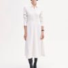 Long Sleeve Shirt Dress in Crepe - Ivory