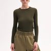 Long Sleeve Crew in Fine Cashmere - Olive