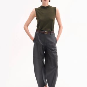 Cropped Leather Trouser - Chocolate