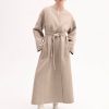 Wrap Coat in Double Faced Wool Cashmere  - Taupe