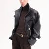 Military Jacket in Leather - Chocolate