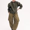 Workwear Pullover in Leather -  Olive