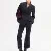 Double Breasted Fitted Blazer in Virgin Wool - Black