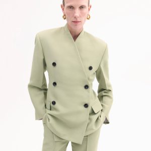 Sculptural Collarless Jacket - Tea