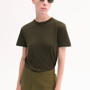 Relaxed Tee in Fine Cashmere - Olive