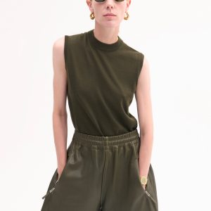Shell Tank in Fine Cashmere - Olive