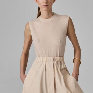 Shell Tank in Fine Cashmere  - Whisper Pink