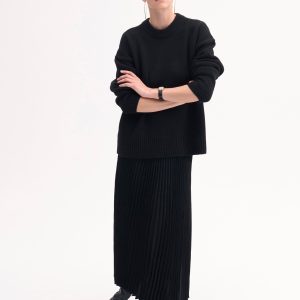 Boyfriend Sweater in Wool Cashmere - Black