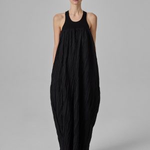 Plissé Tank Dress - Black