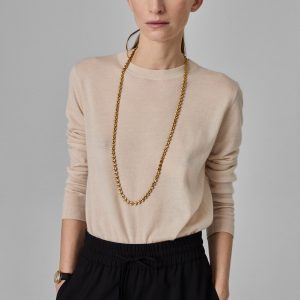 Long Sleeve Crew in Fine Cashmere - Whisper Pink