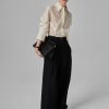 Drop Waist Trouser in Faille - Black