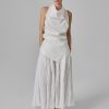 Plissé Skirt in Crinkled Cotton - Optic White