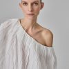 Tulip Off-Shoulder Plissé Top - Optic White