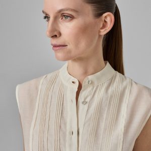 Sleeveless Tuxedo Shirt - Ivory